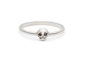 Memento Mori Ring in Silver with Black Diamonds
