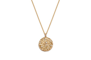 14K Gold Mineral and Diamond Medallion Necklace