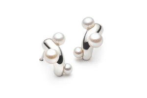 Dome Pearl Earrings in Silver