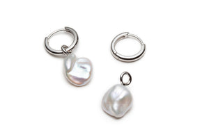 Keshi Pearl Charm Hoop Earrings
