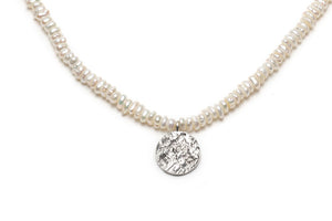 Mineral Medallion Pearl Necklace