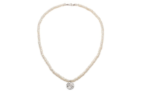 Mineral Medallion Pearl Necklace