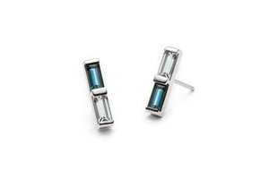 Petite Twin Baguette Earrings with Topaz