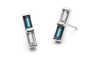 
            
                Load image into Gallery viewer, Twin Baguette Earrings with Topaz
            
        