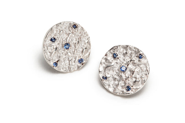 
            
                Load image into Gallery viewer, Mineral &amp;amp; Sapphire Medallion Earrings
            
        