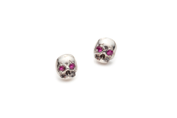 
            
                Load image into Gallery viewer, Stone Set Memento Mori Silver Earrings
            
        