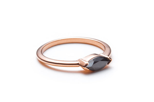 Marquise Black Spinel Ring in Rose Gold