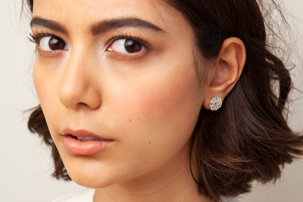 Mineral & Sapphire Medallion Earrings