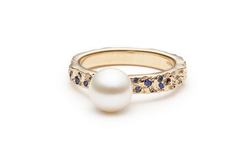 
            
                Load image into Gallery viewer, Mineral Pearl &amp;amp; Sapphire Ring in Gold
            
        